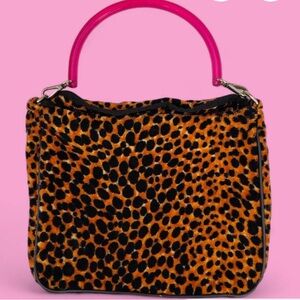 Dolce & Gabbana Leopard Print Bag with Pink Handle